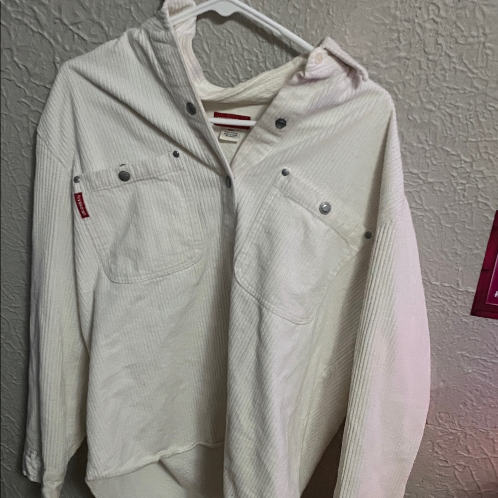 UNIONBAY White Hooded Shirt Jacket